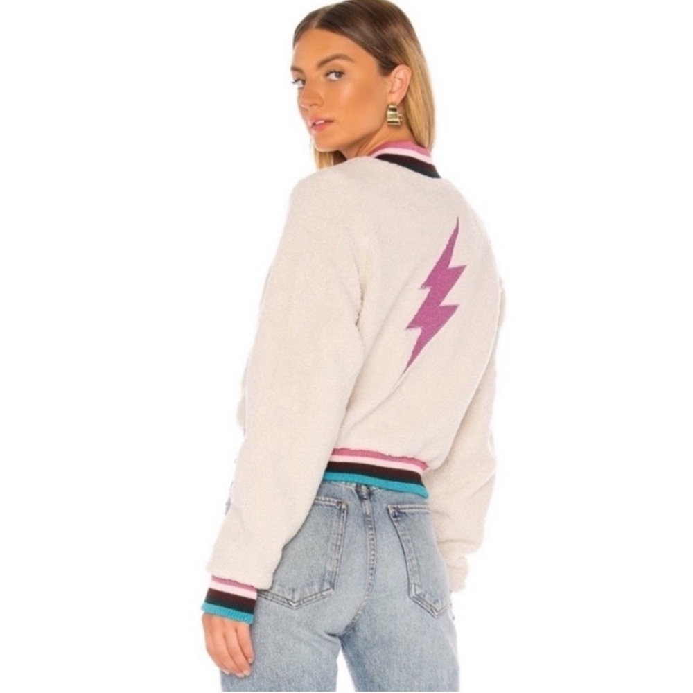 Spiritual Gangster Cream Jacket with Purple Lightning